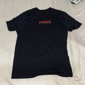 Nike Pro Men's Black and Red Short Sleeve Tee
